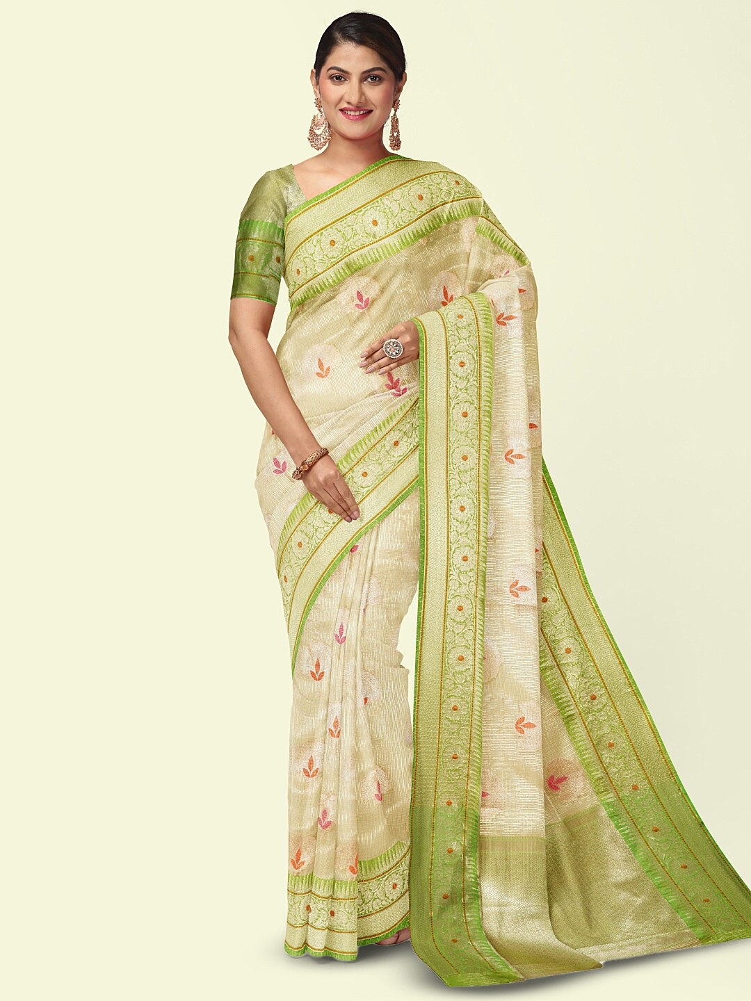 

PTIEPL Banarasi Silk Works Woven Design Zari Banarasi Saree, Green