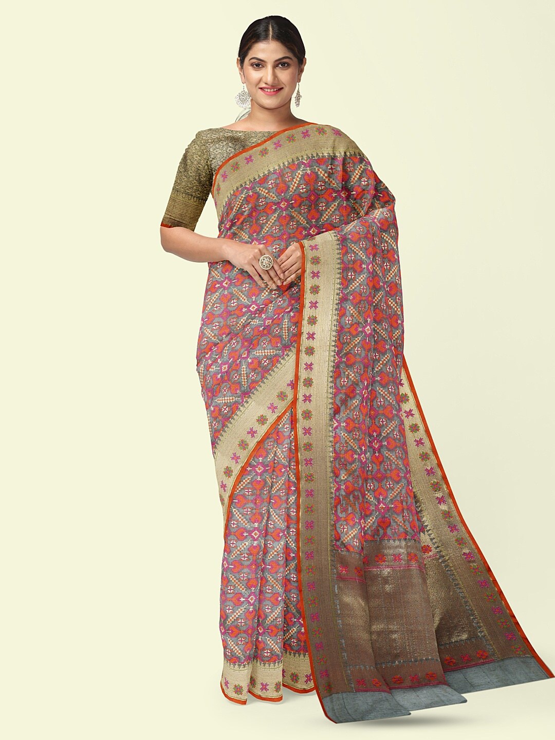 

PTIEPL Banarasi Silk Works Woven Design Zari Banarasi Saree, Grey