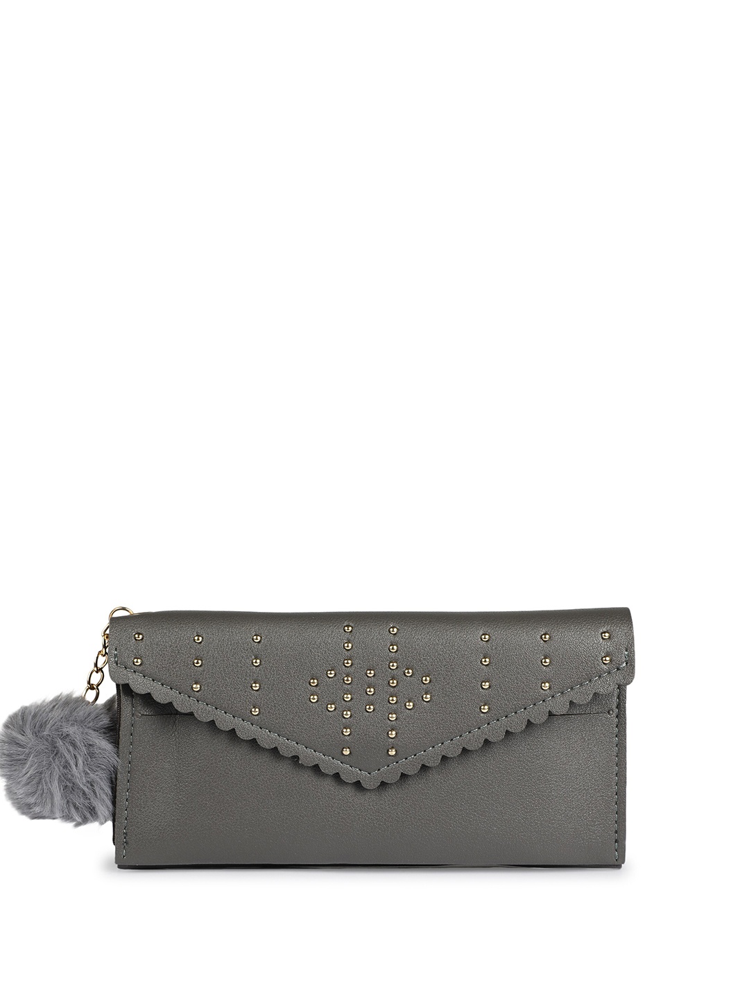 

ZEVORA Embellished PU Two Fold Wallet, Grey