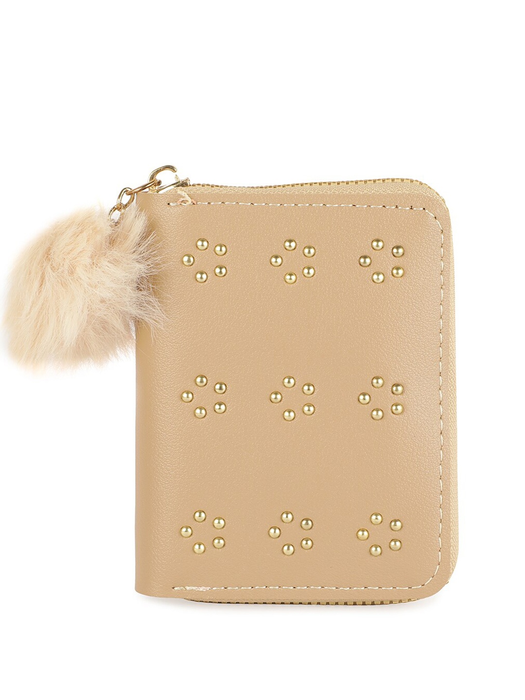 

ZEVORA Women Embellished Zip Around Wallet, Beige