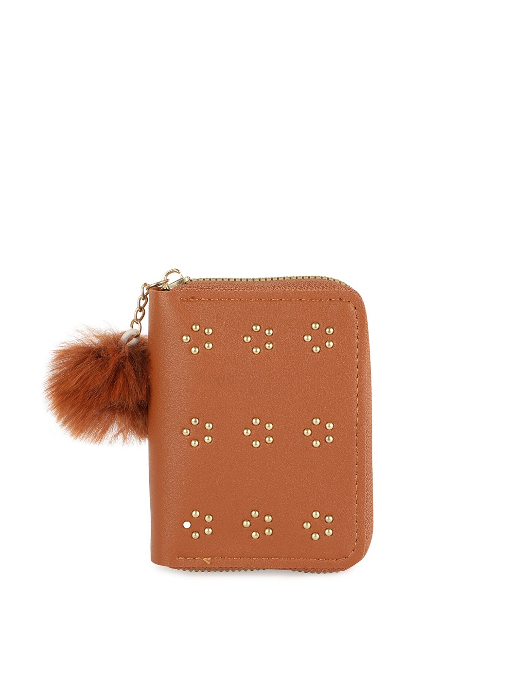 

ZEVORA Women Embellished Zip Around Wallet, Brown