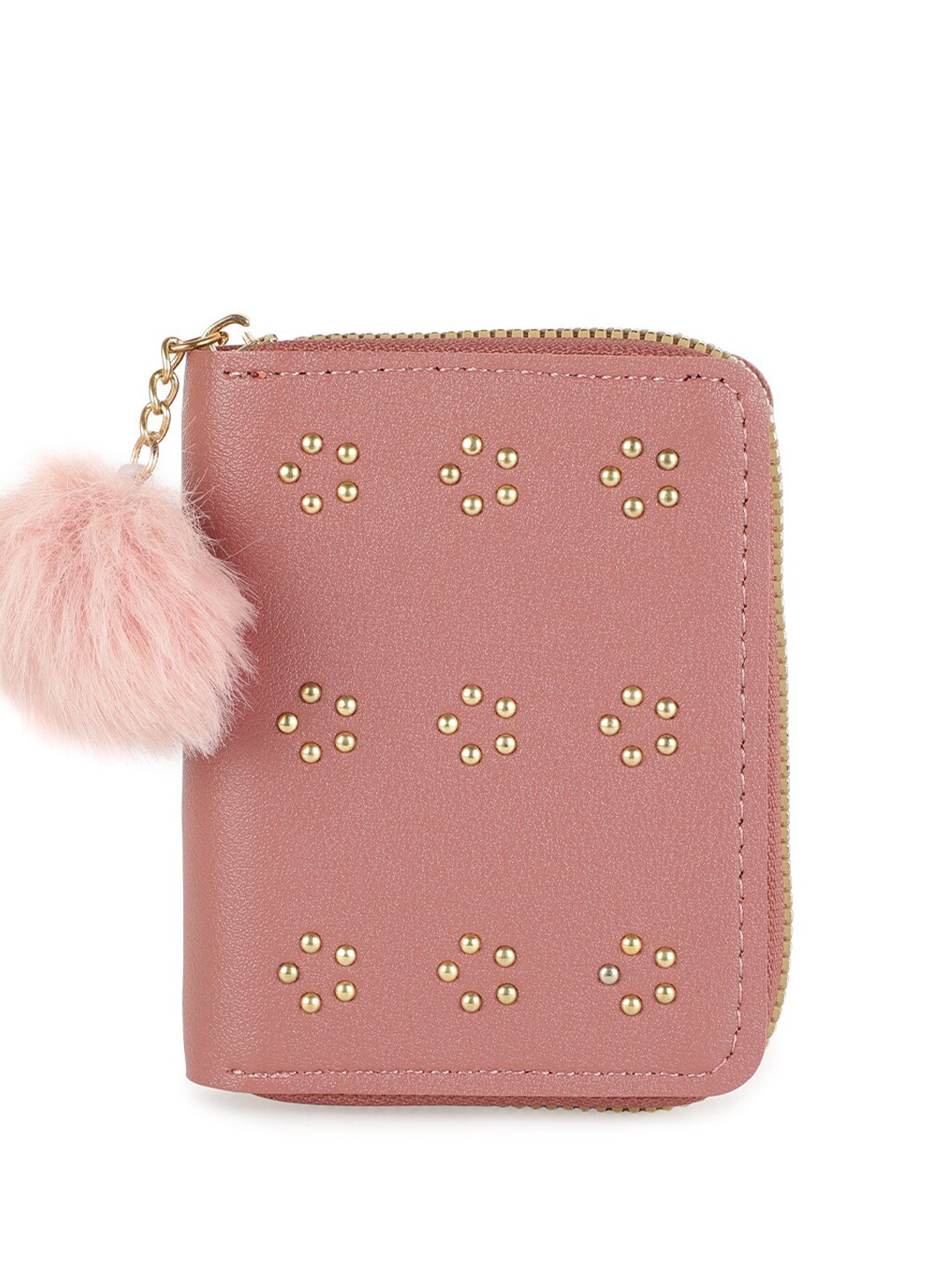 

ZEVORA Women Embellished Zip Around Wallet, Peach