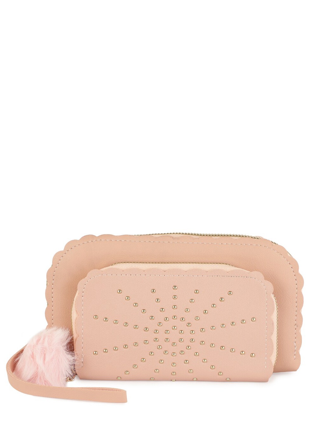 

ZEVORA Women Embellished Zip Around Wallet, Peach