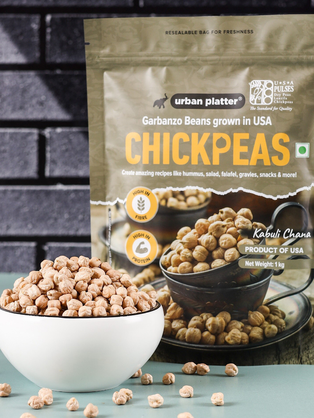 

URBAN PLATTER USA Grown Chickpeas- 1 kg, Beige