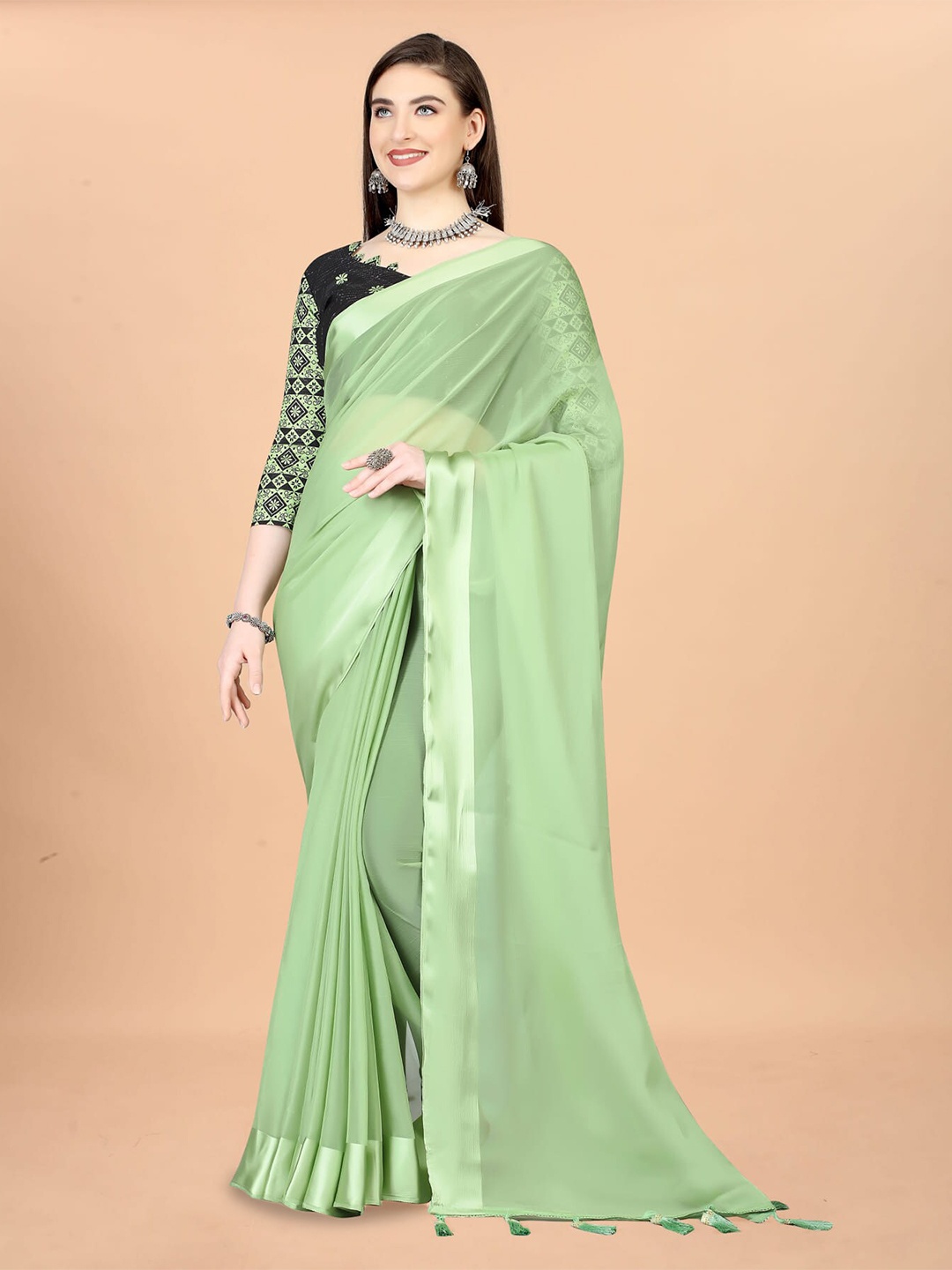 

Mitera Silk Cotton Paithani Saree, Green