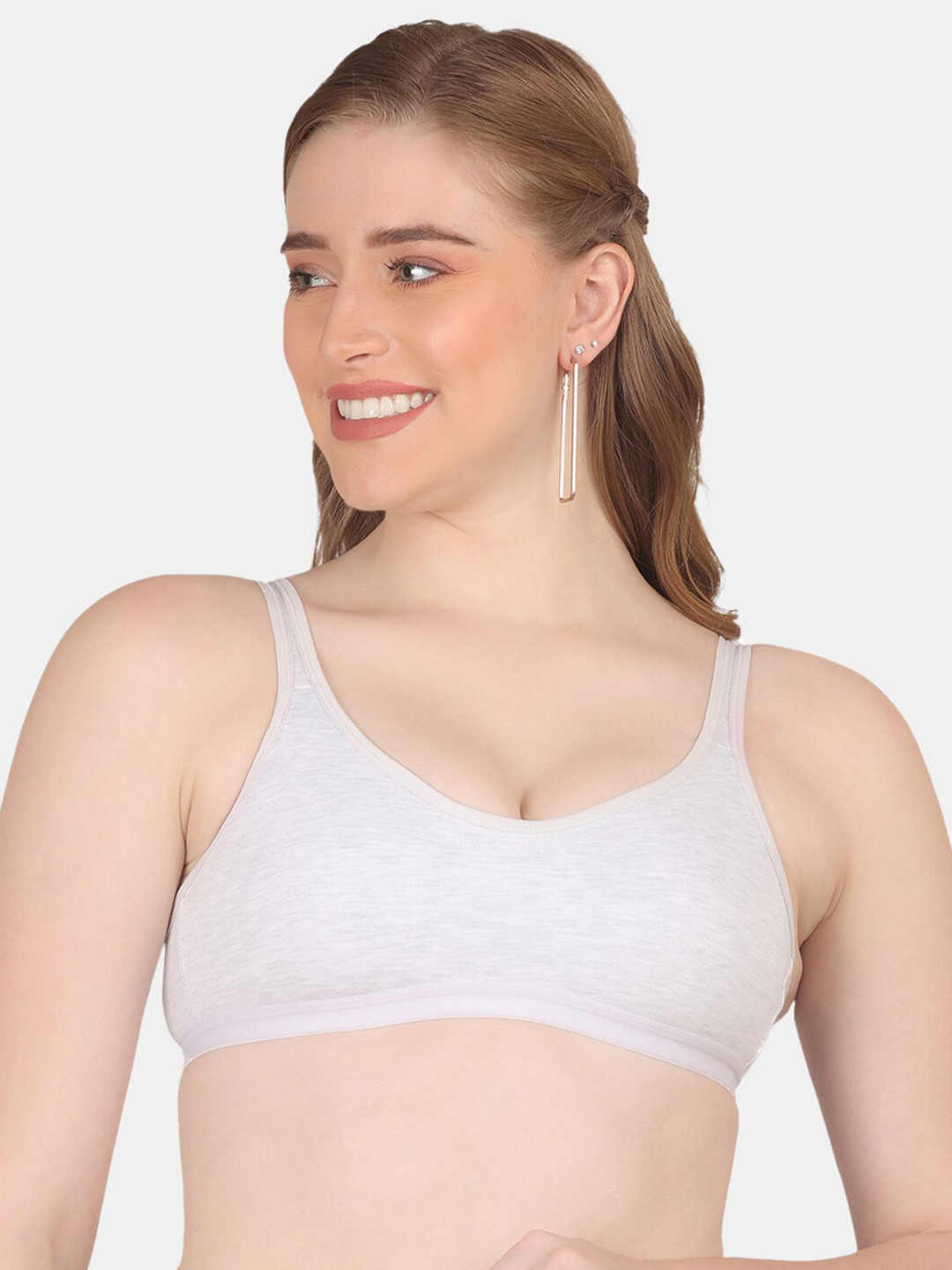 

POOJA RAGENEE Cotton Workout Bra Full Coverage Non Padded All Day Comfort, White