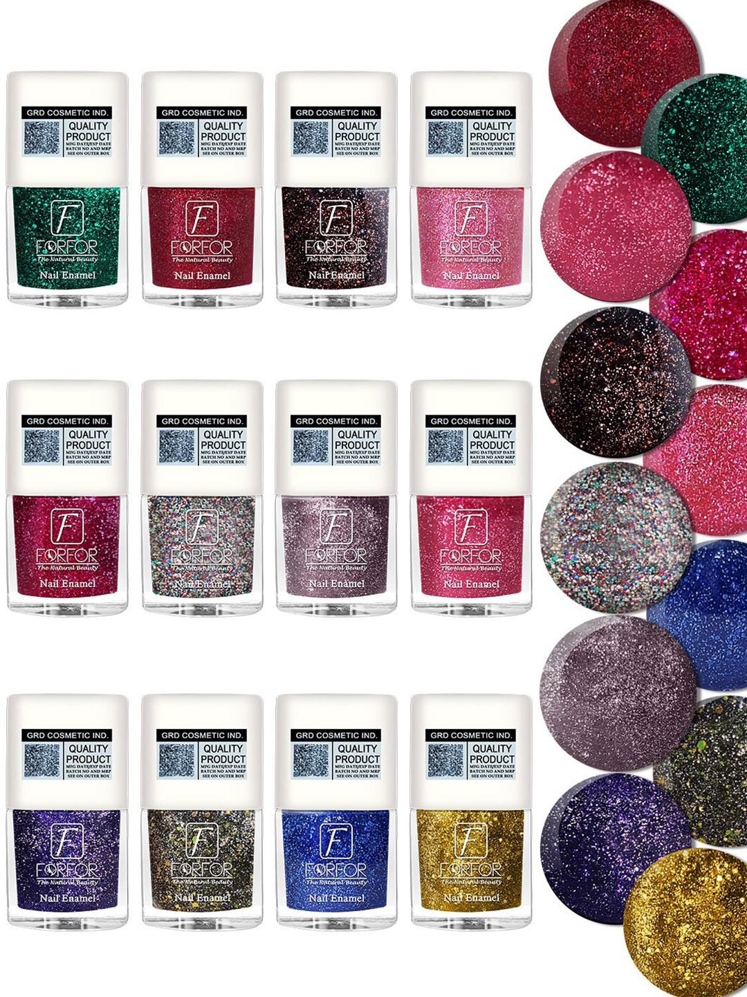 

High Shine Set Of 6 Glitter Nail Polish-5ml Each - 96-97-98-89-90-93, Pink