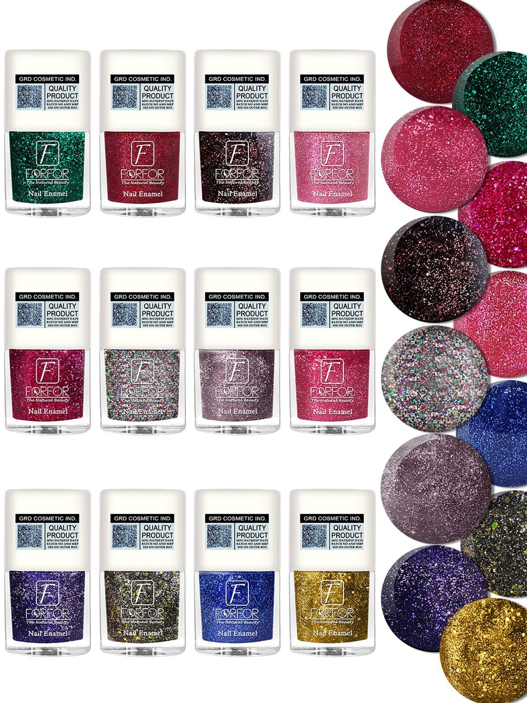 

FORFOR Glitter Set Of 6 Long-Wearing Nail Polish, Multi