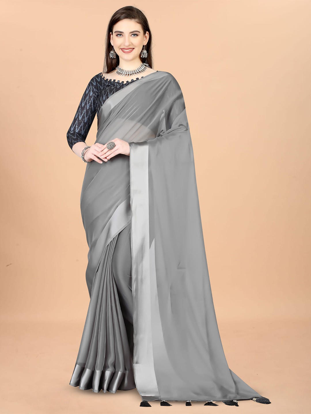 

KALINI Silk Cotton Saree, Grey
