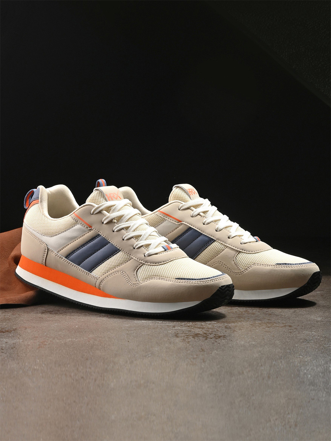 

HRX by Hrithik Roshan Men Textured Mesh Lace-Up Sneakers, Beige