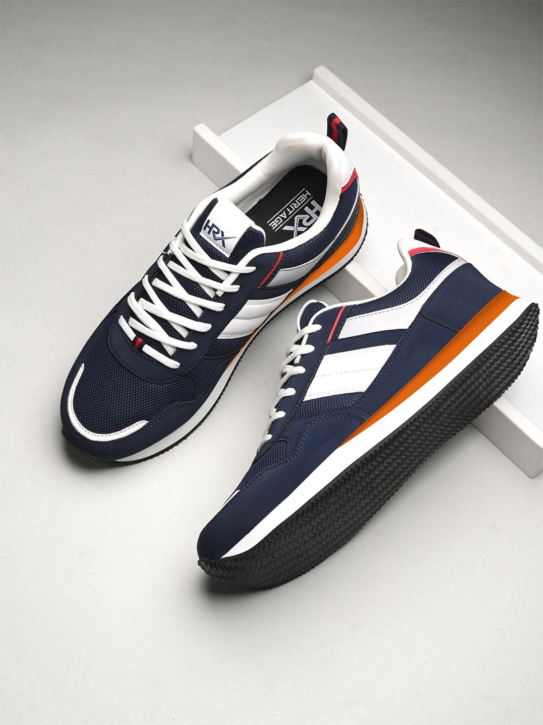 

HRX by Hrithik Roshan Men Navy Colourblocked Mesh Lace-Up Sneakers, Navy blue