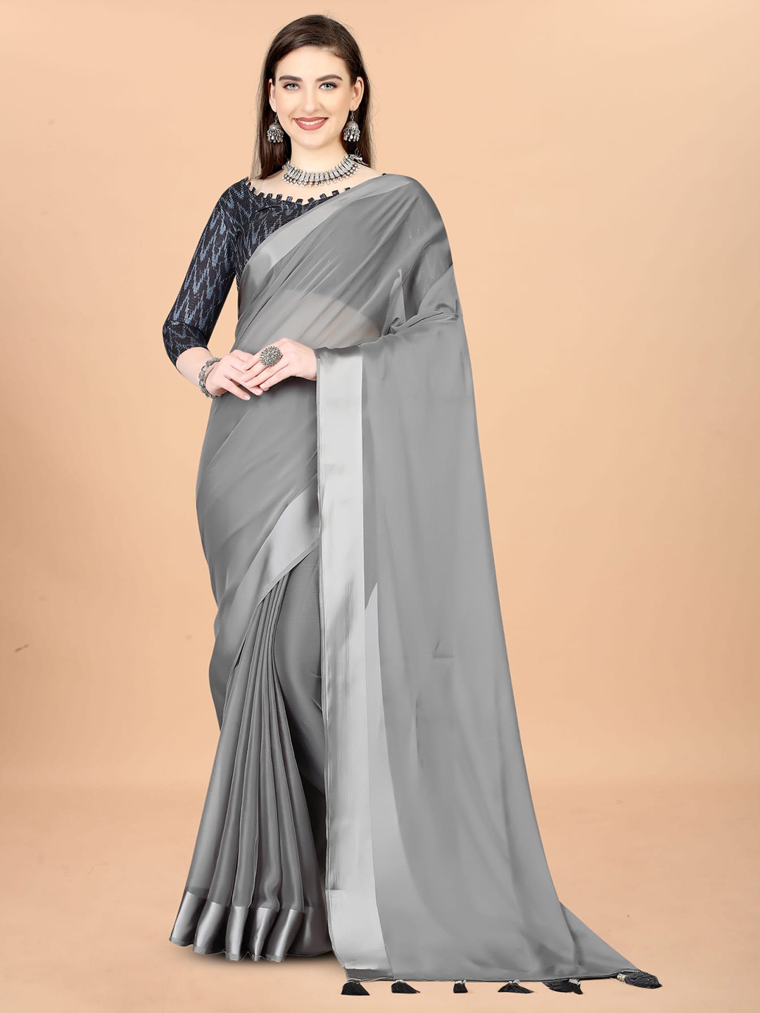 

Mitera Grey Silk Cotton Saree