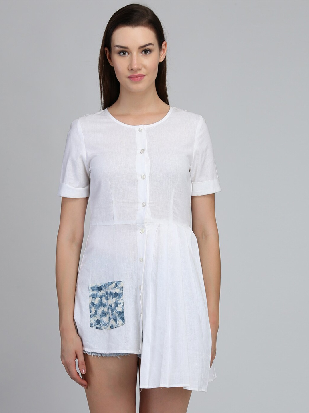 

DODO & MOA White Solid Cotton Pathani Kurta
