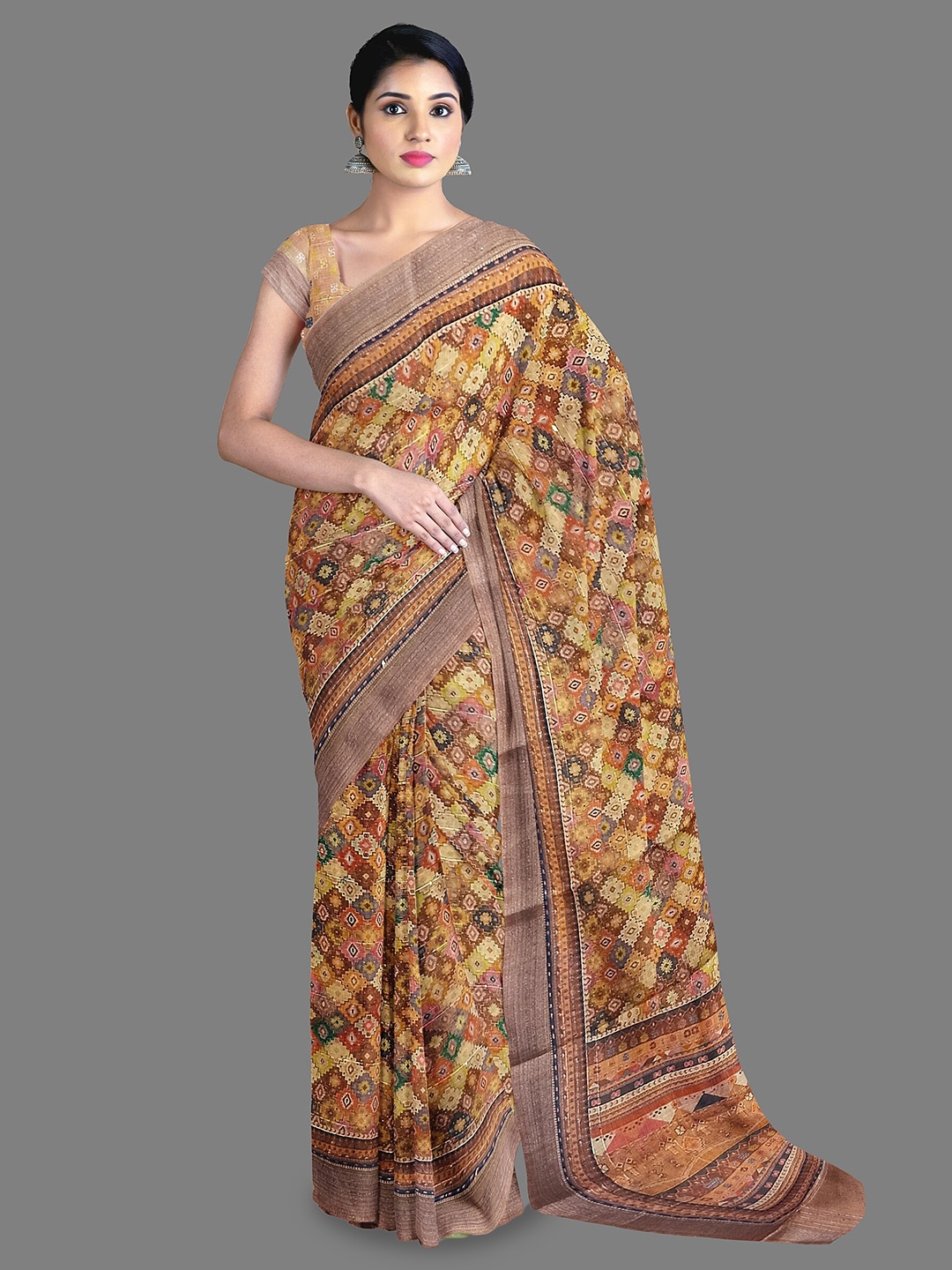 

The Chennai Silks Ethnic Motifs Zari Saree, Brown