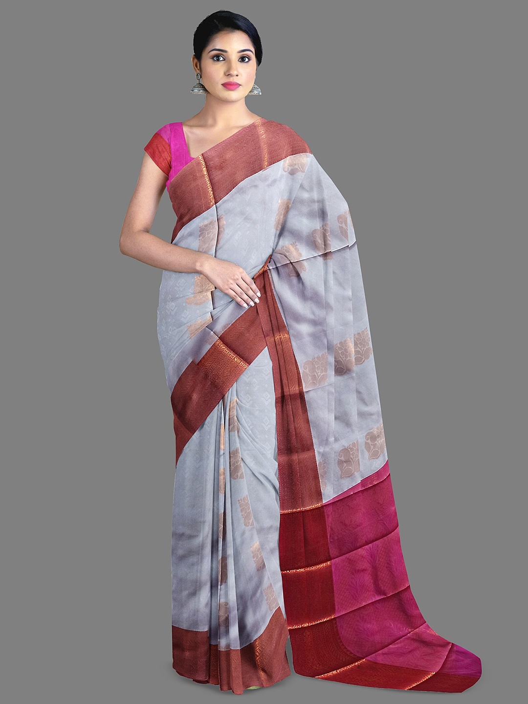 

The Chennai Silks Floral Woven Design Zari Kanjeevaram Saree, Lavender