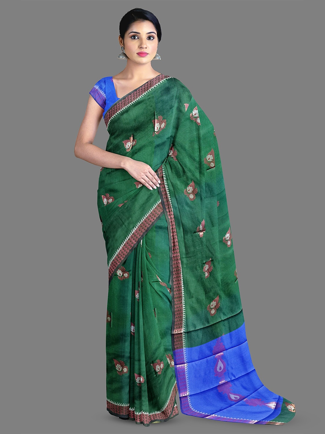 

The Chennai Silks Floral Woven Design Zari Kanjeevaram Saree, Green