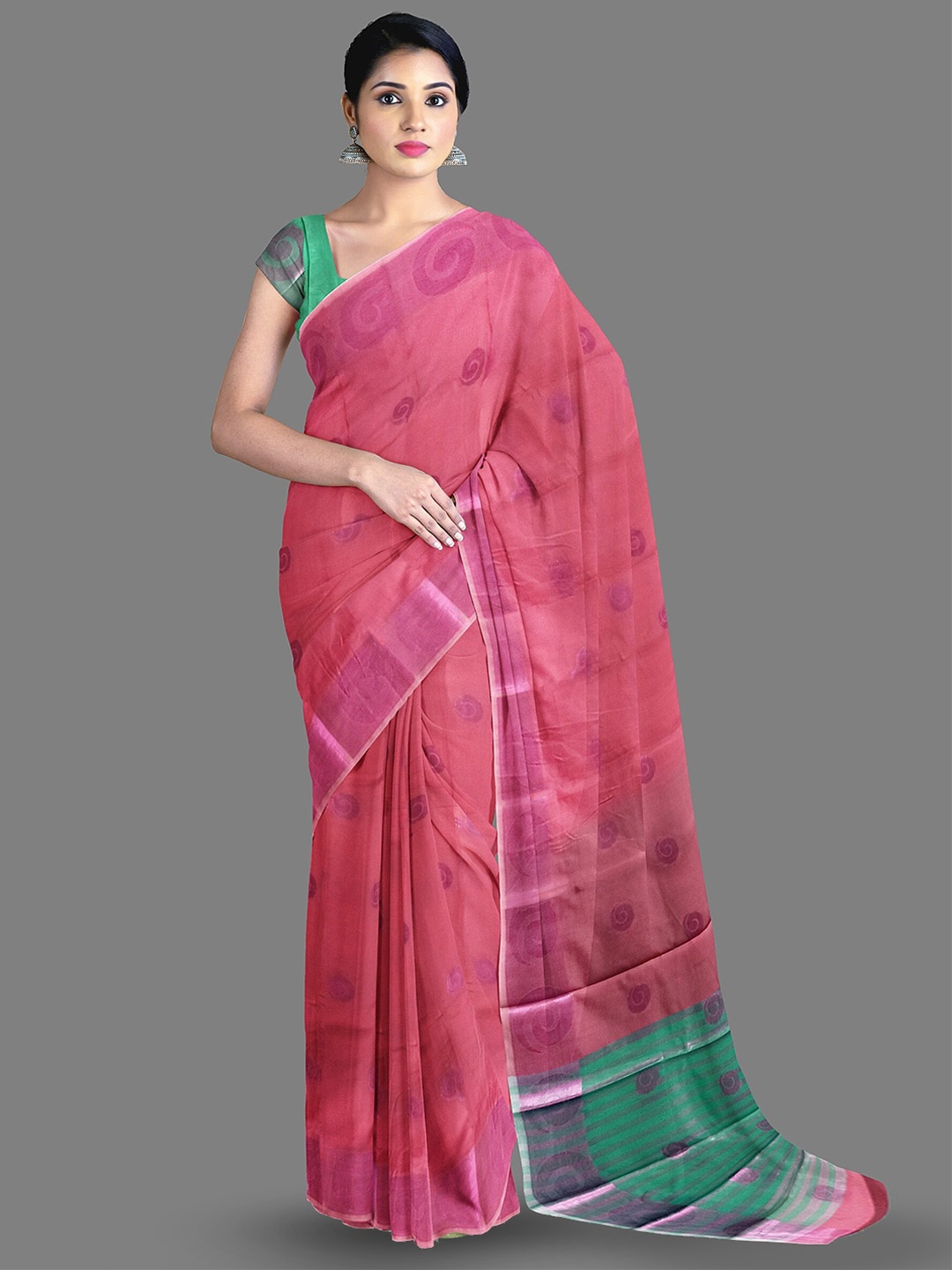 

The Chennai Silks Ethnic Motifs Zari Art Silk Kanjeevaram Saree, Pink