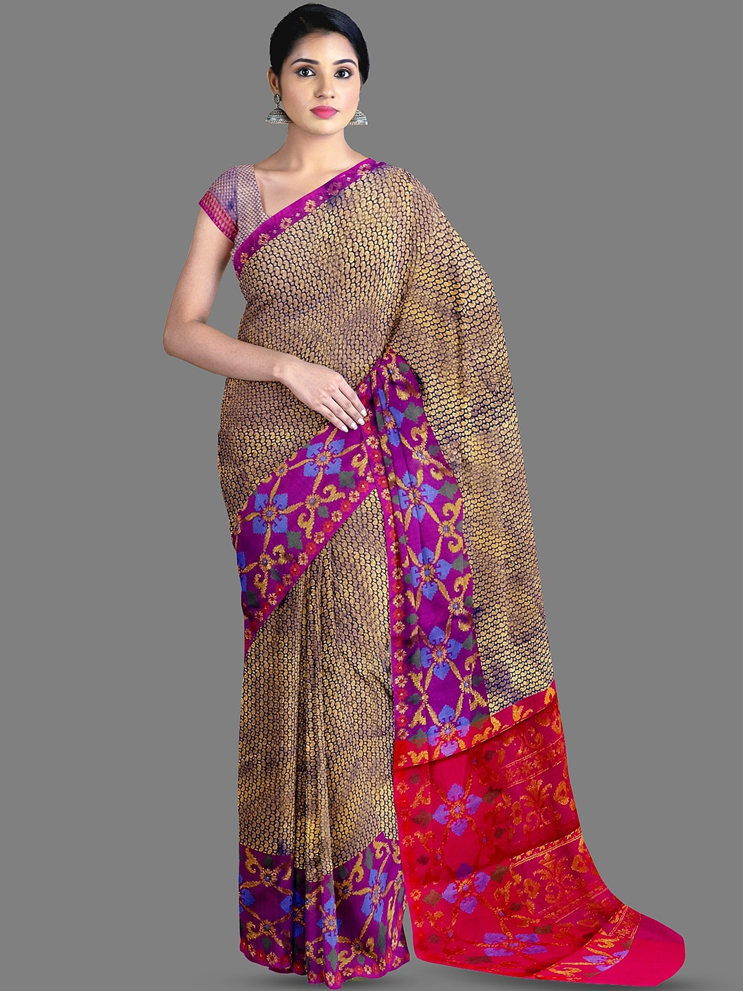 

The Chennai Silks Ethnic Motifs Woven Design Zari Banarasi Organza Saree, Purple