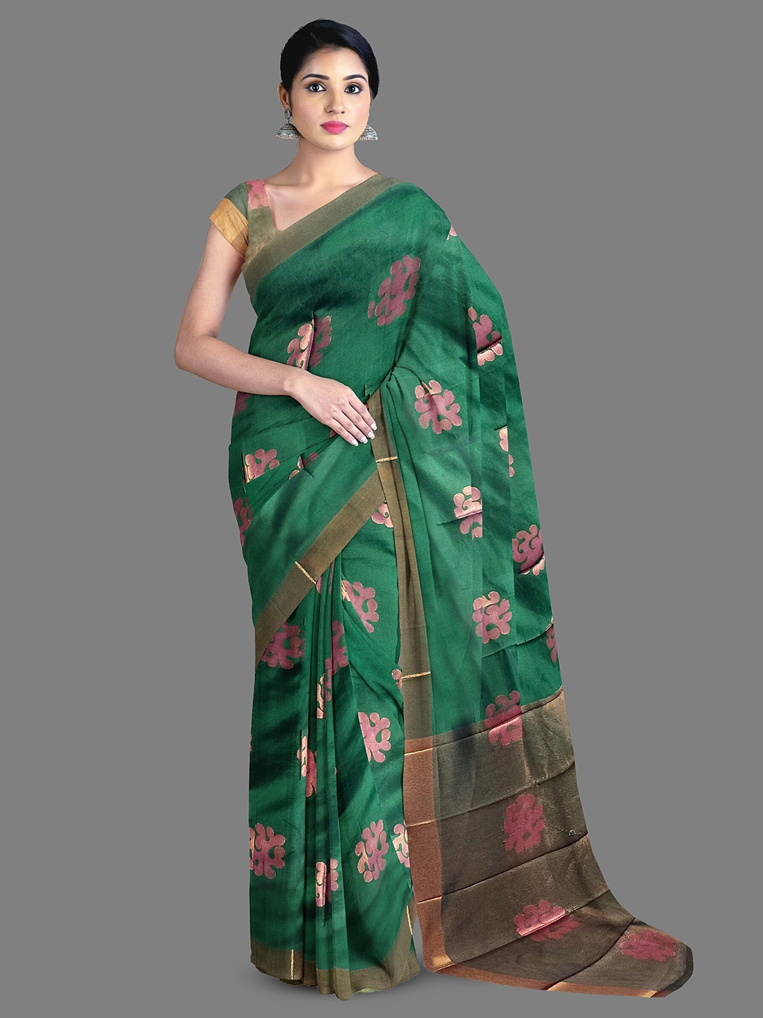 

The Chennai Silks Ethnic Motifs Zari Kanjeevaram Saree, Green