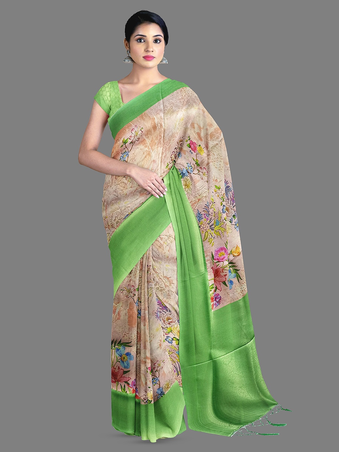 

The Chennai Silks Floral Woven Design Zari Kanjeevaram Saree, Pink
