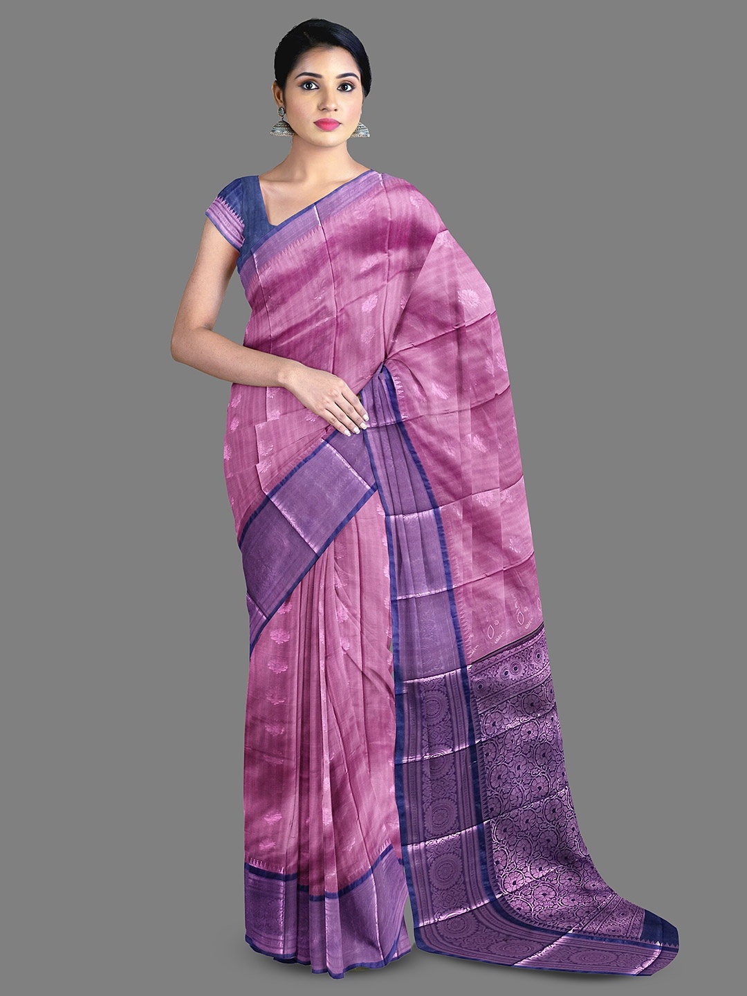 

The Chennai Silks Floral Woven Design Zari Kanjeevaram Saree, Pink