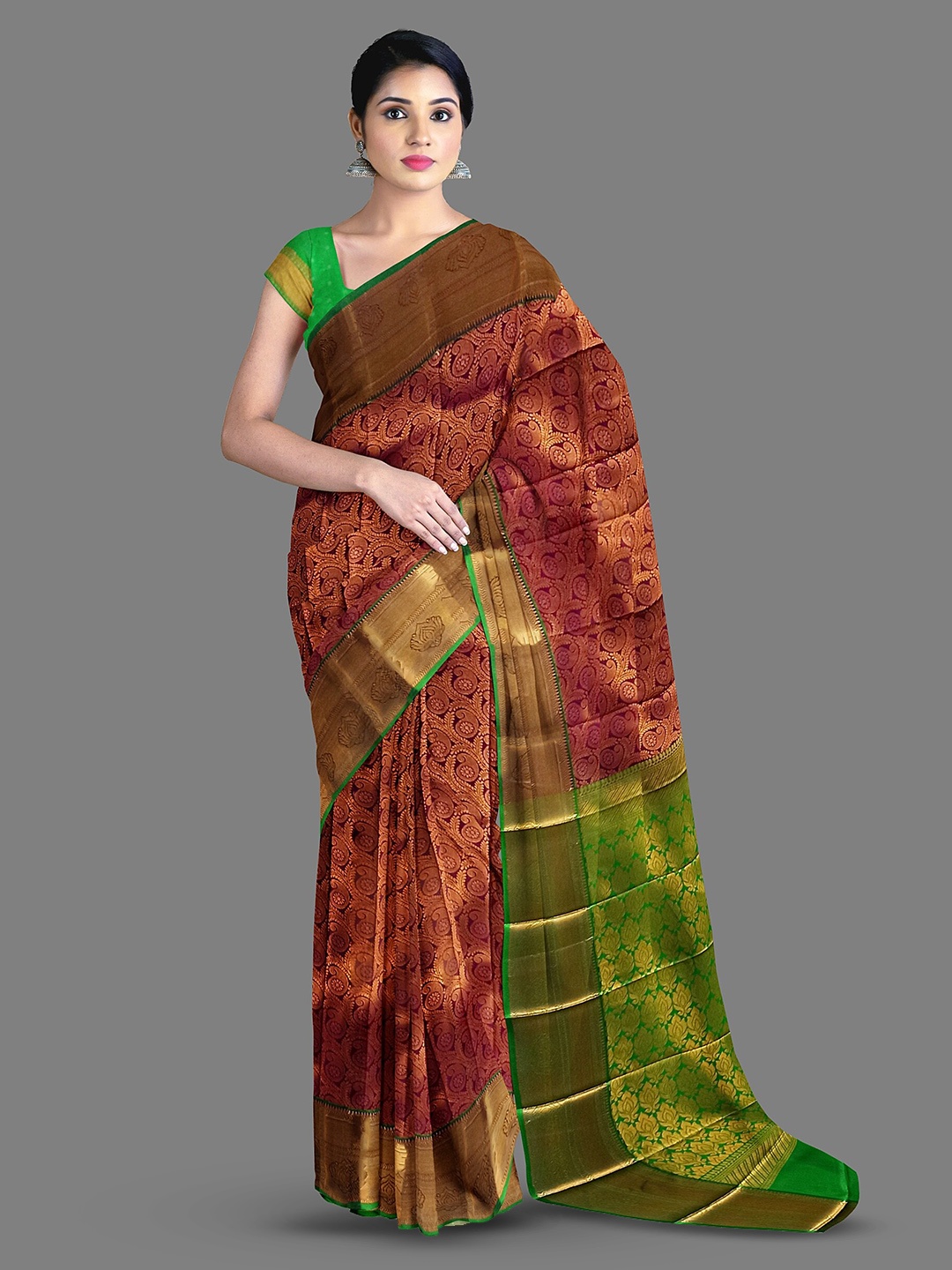 

The Chennai Silks Ethnic Motifs Woven Design Zari Kanjeevaram Saree, Maroon