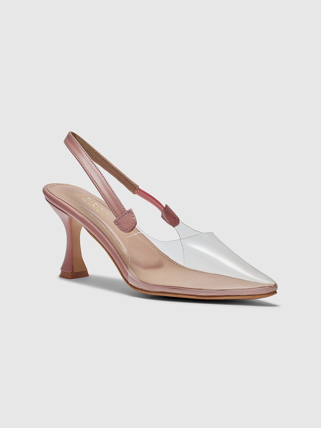 

FORLI Pointed Toe Slim Heeled Mules, Cream