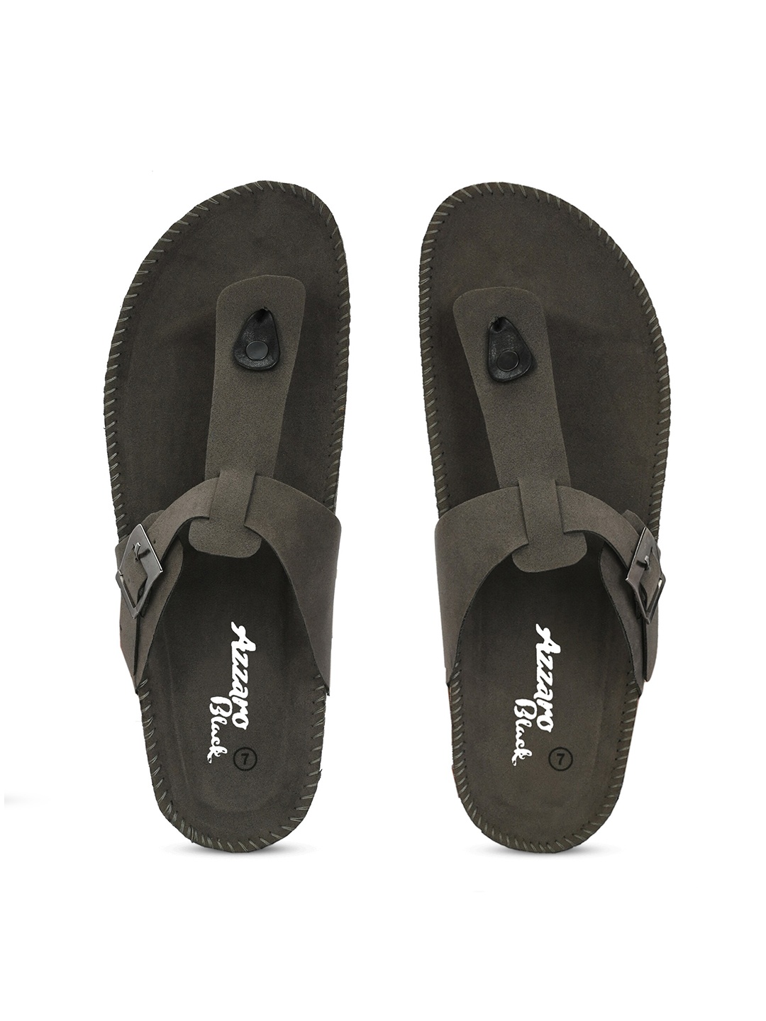 

Azzaro Black Men Buckle Detailed Thong Flipflop, Charcoal