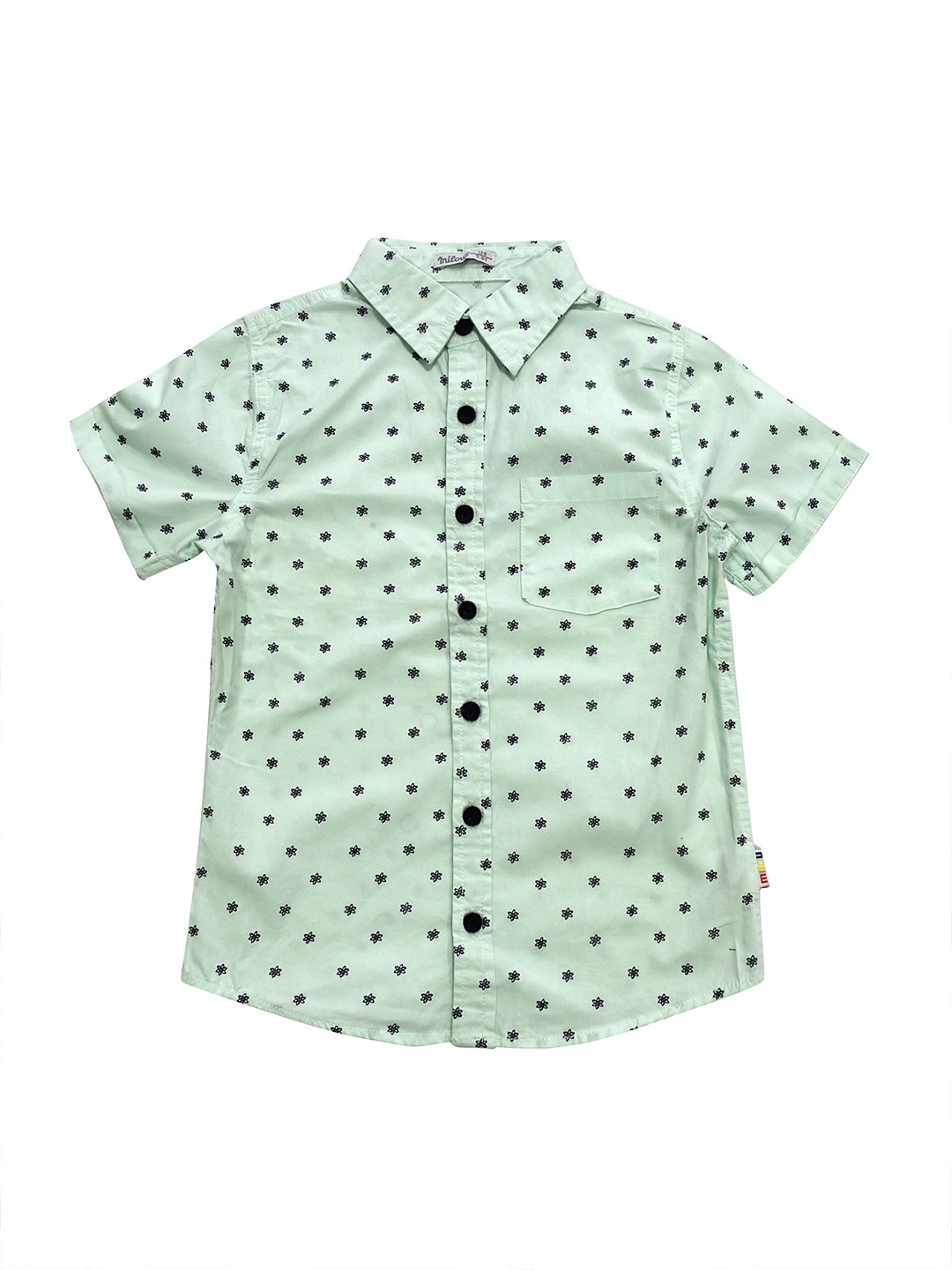 

milou Boys Green Opaque Printed Short Sleeves Cotton Casual Shirt