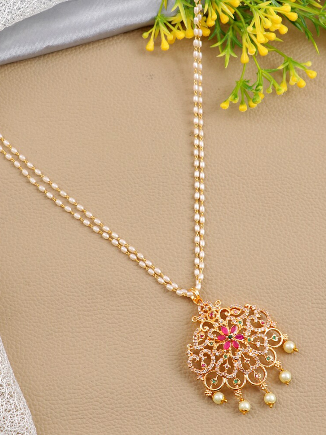 

UNIVERSITY TRENDZ Gold-Plated Cubic Zirconia Studded Necklace