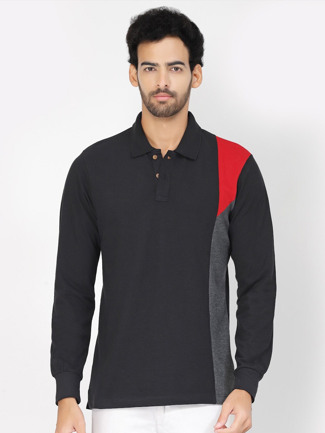 

Kalt Polo Collar Long Sleeves T-shirt, Black