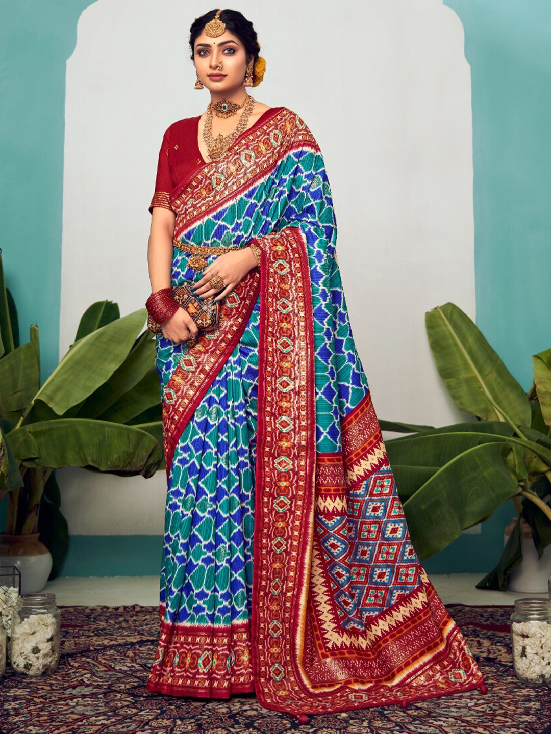 

Mitera Zari Silk Cotton Saree, Blue