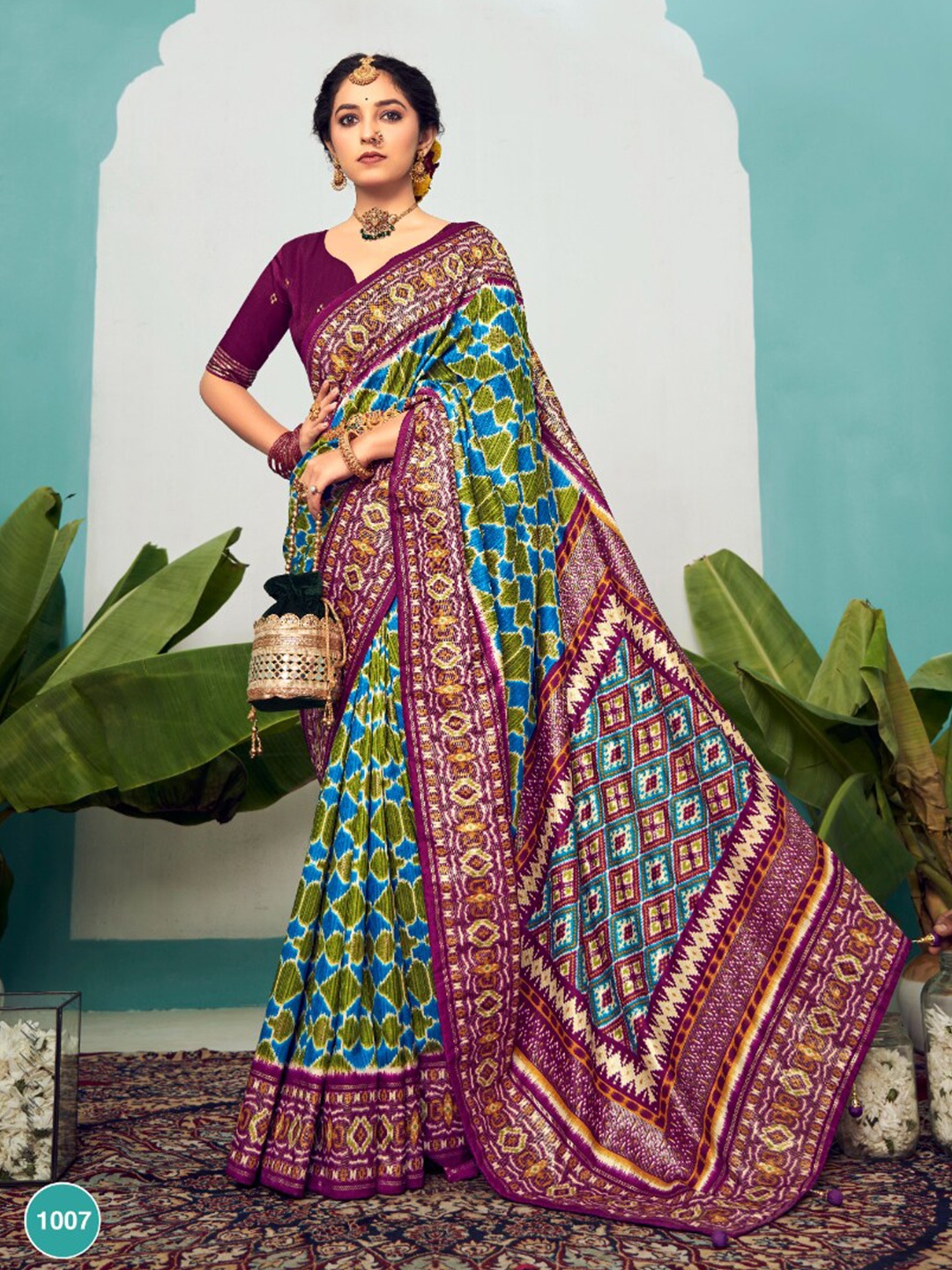 

Mitera Zari Silk Cotton Saree, Green