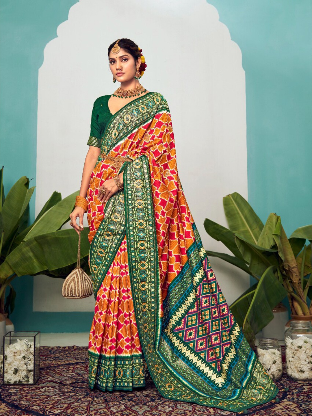 

Mitera Zari Silk Cotton Saree, Orange