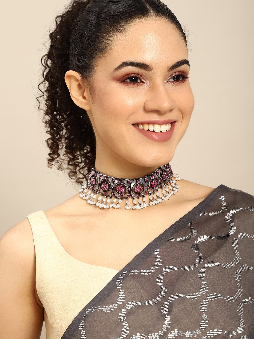 

Anouk Women Silver-Plated Choker Necklace