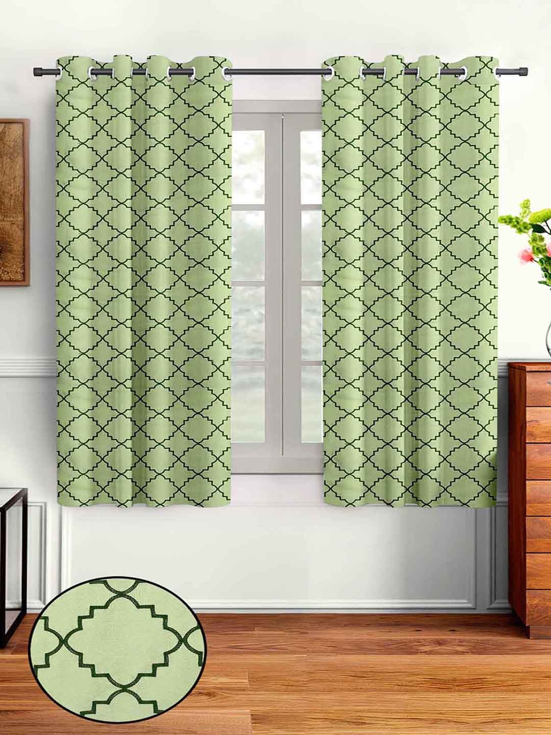 

Aura Green 2 Pcs Embroidered Window Curtain