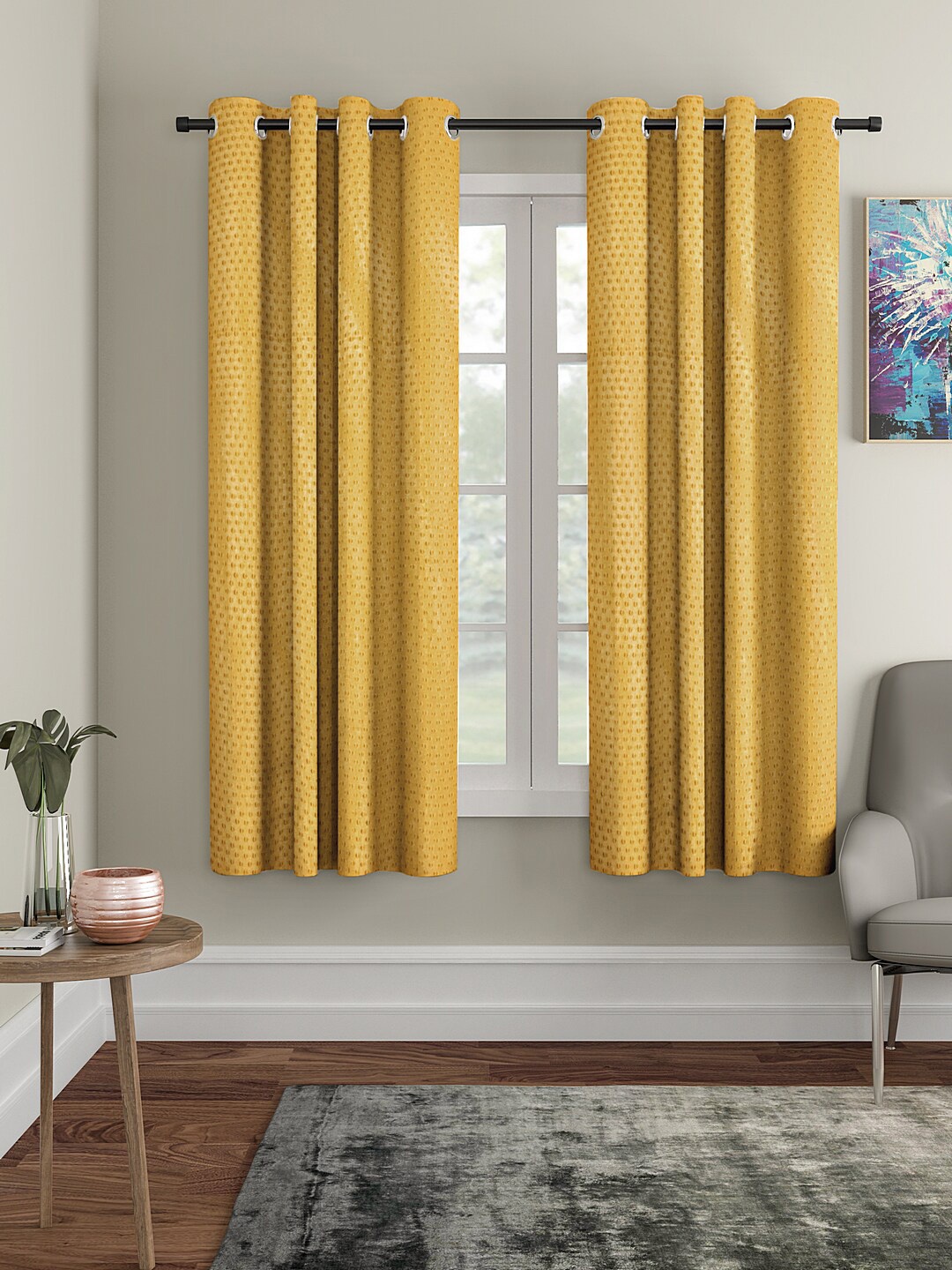 

Aura Mustard 2 Pieces Embellished Window Curtain