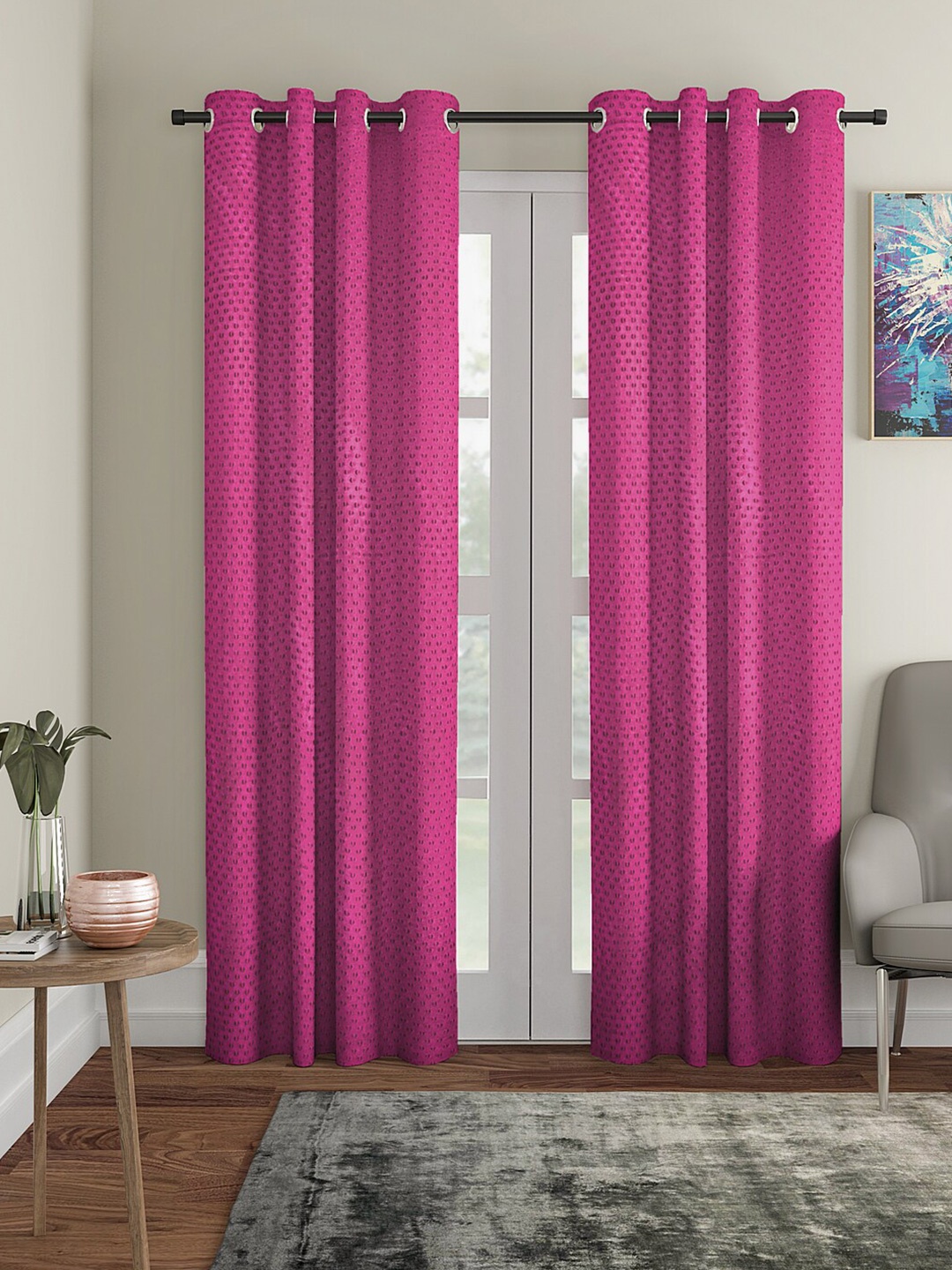 

Aura Pink 2 Pieces Embossed Door Curtain