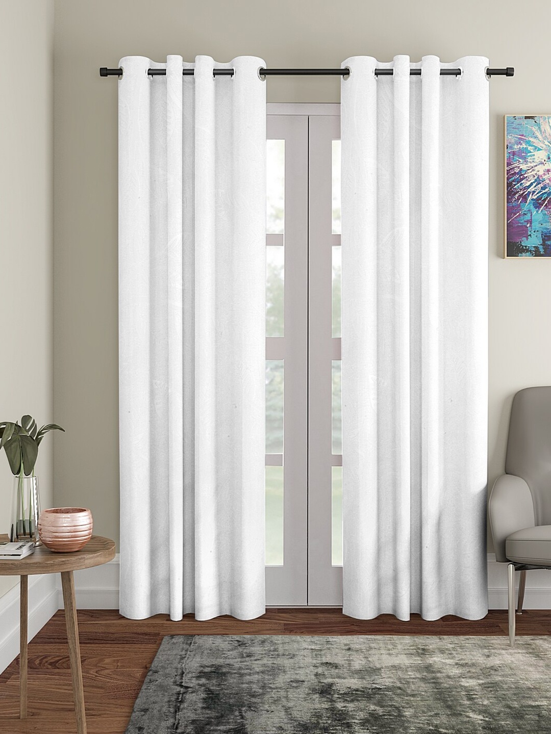 

Aura White 2Pcs Long Door Curtain