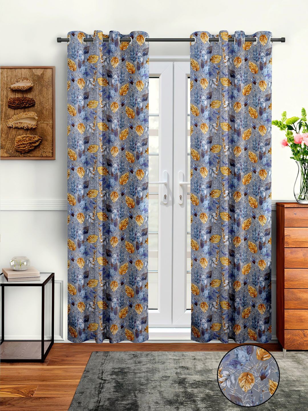 

Aura Grey & Yellow 2Pcs Quirky Regular Door Curtain