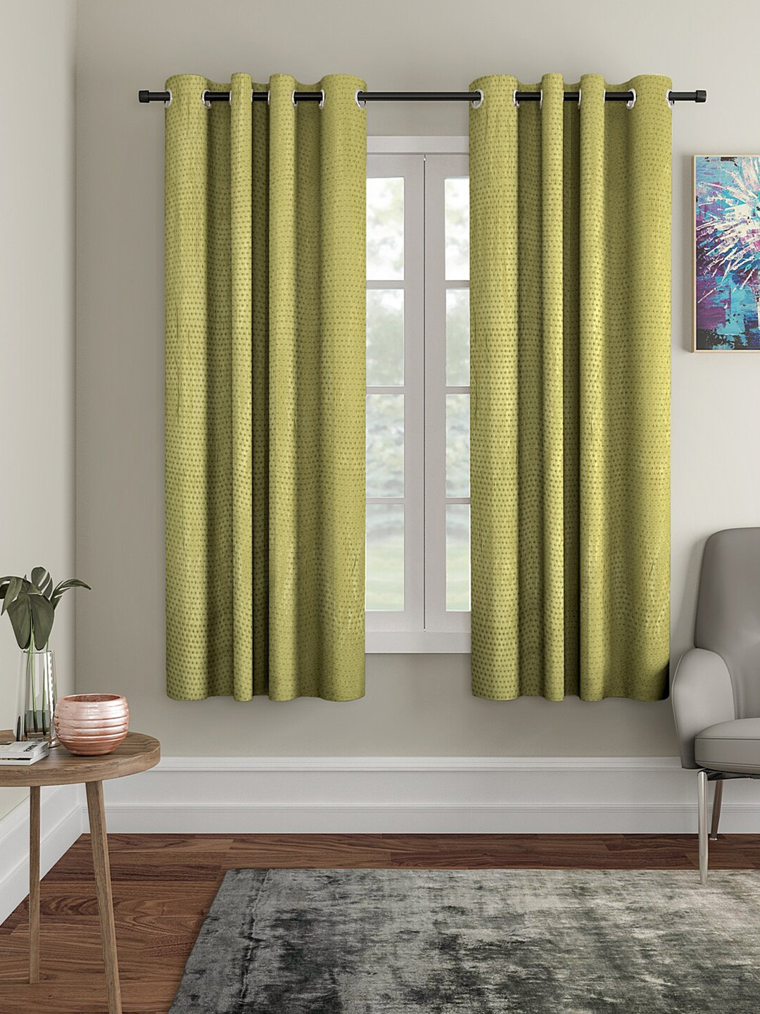 

Aura Green 2Pcs Regular Window Curtain