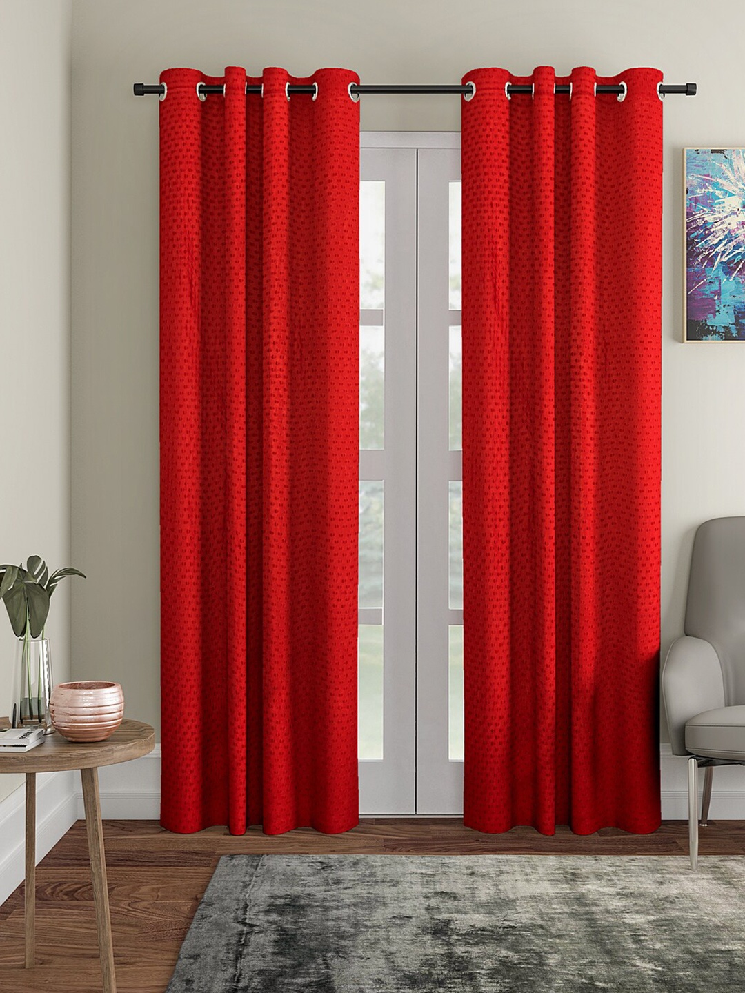 

Aura Red 2Pcs Regular Door Curtain