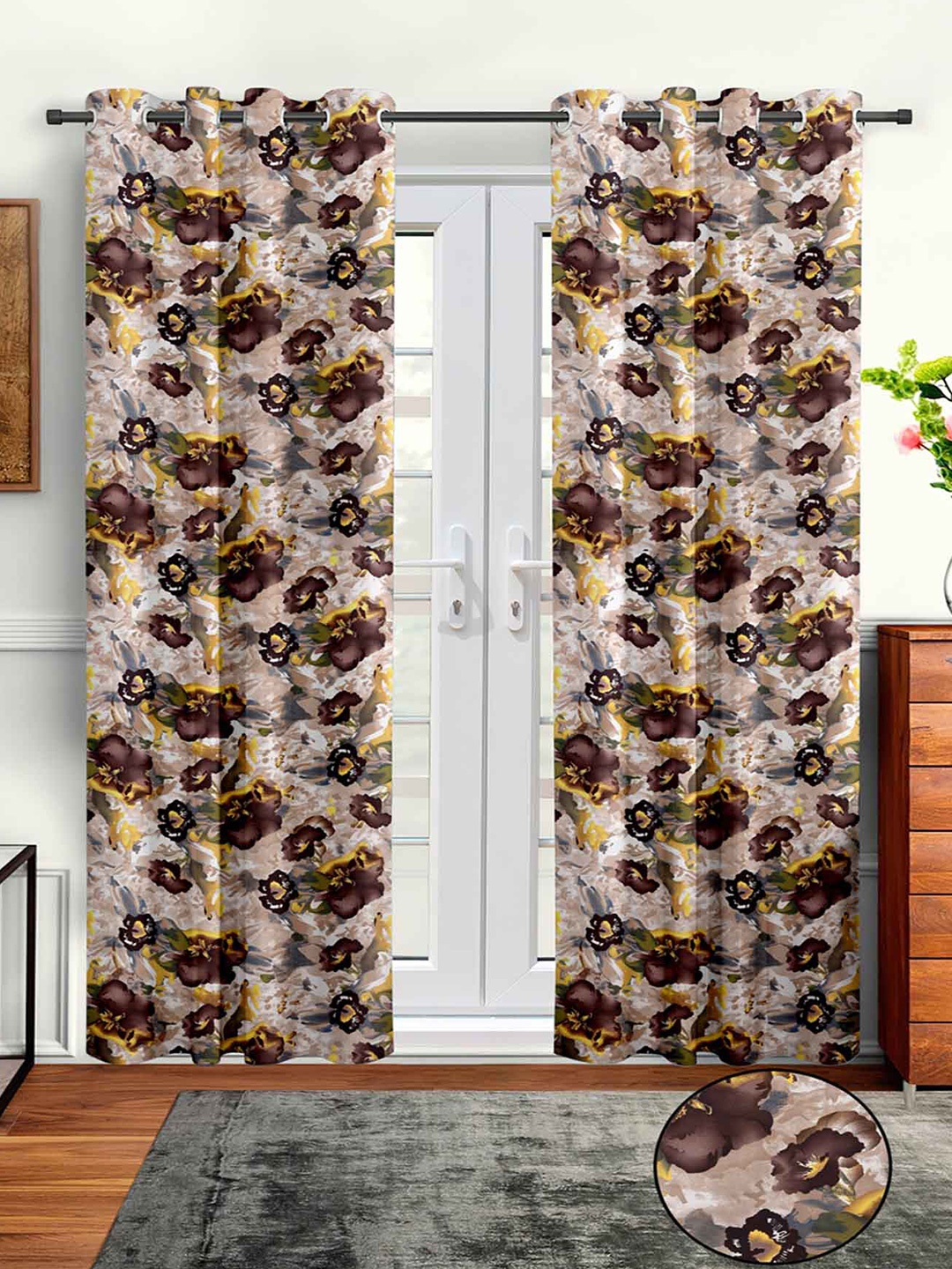 

Aura Brown & Yellow 2Pcs Abstract Regular Door Curtain