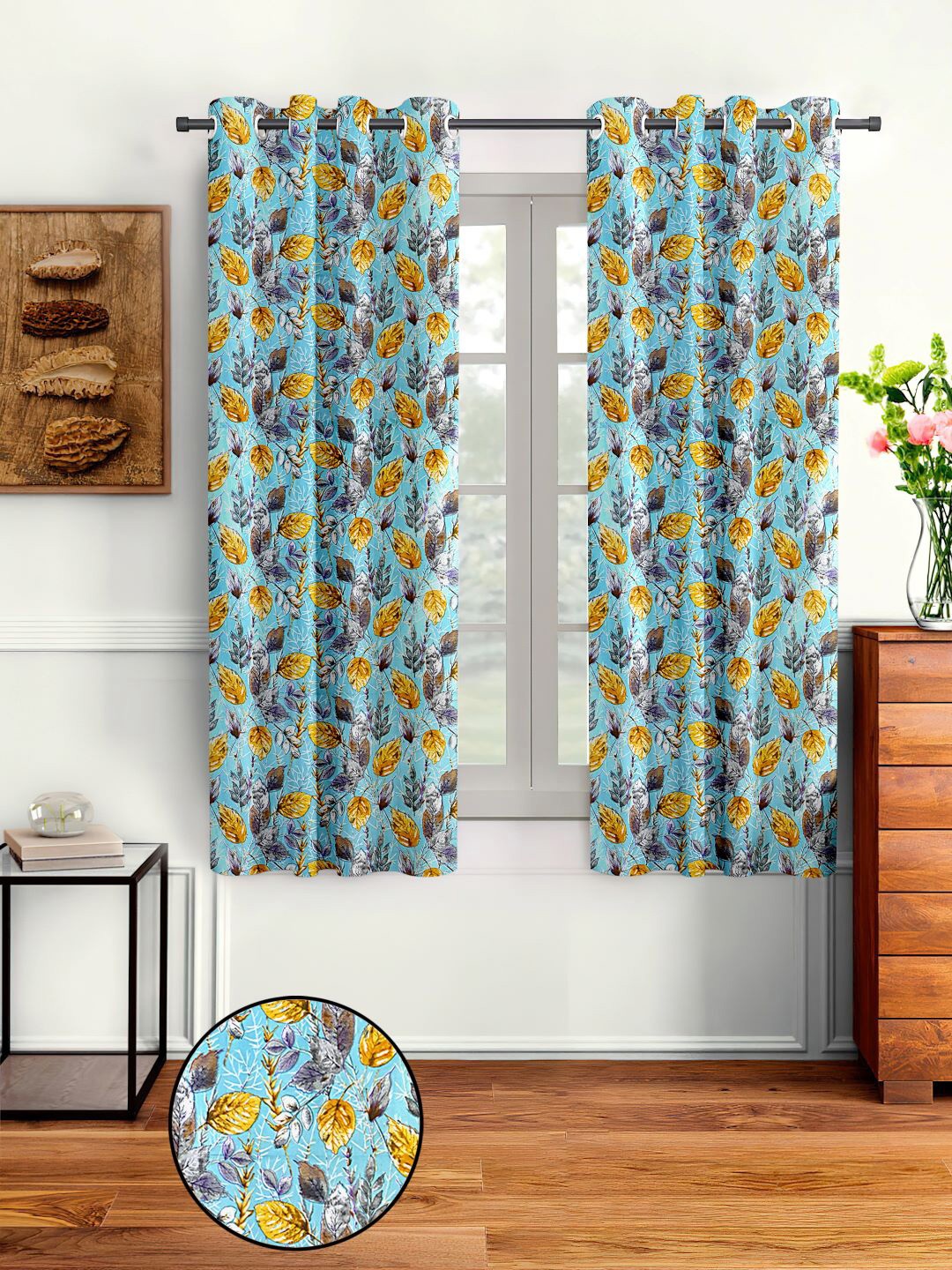 

Aura Blue & Yellow 2Pcs Quirky Regular Window Curtain