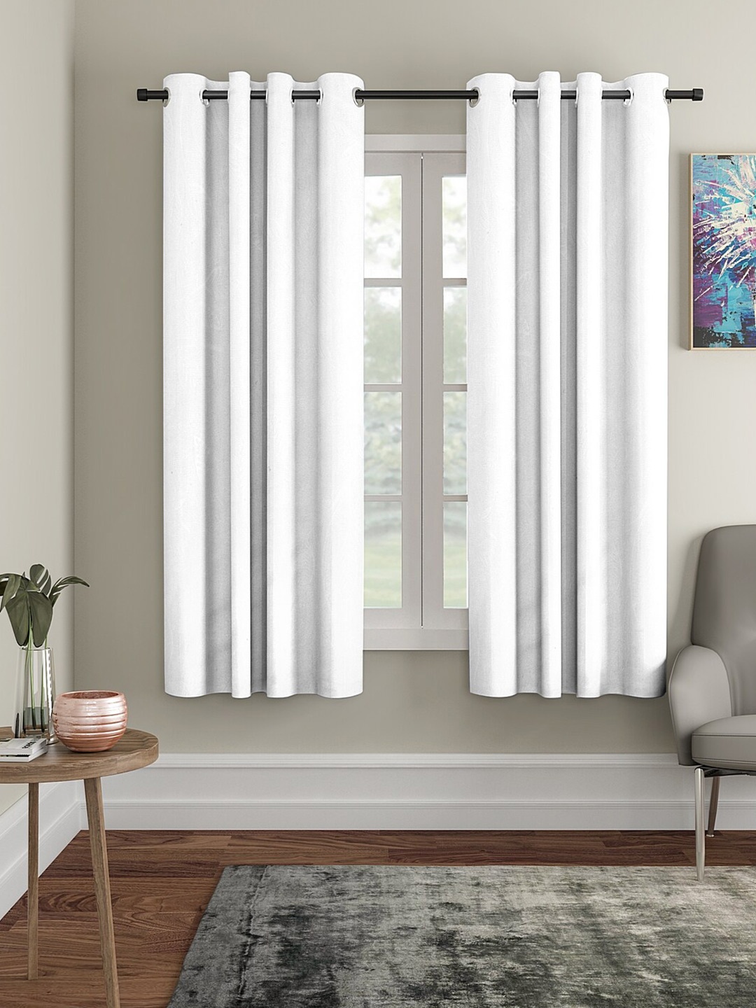 

Aura White 2Pcs Regular Window Curtain