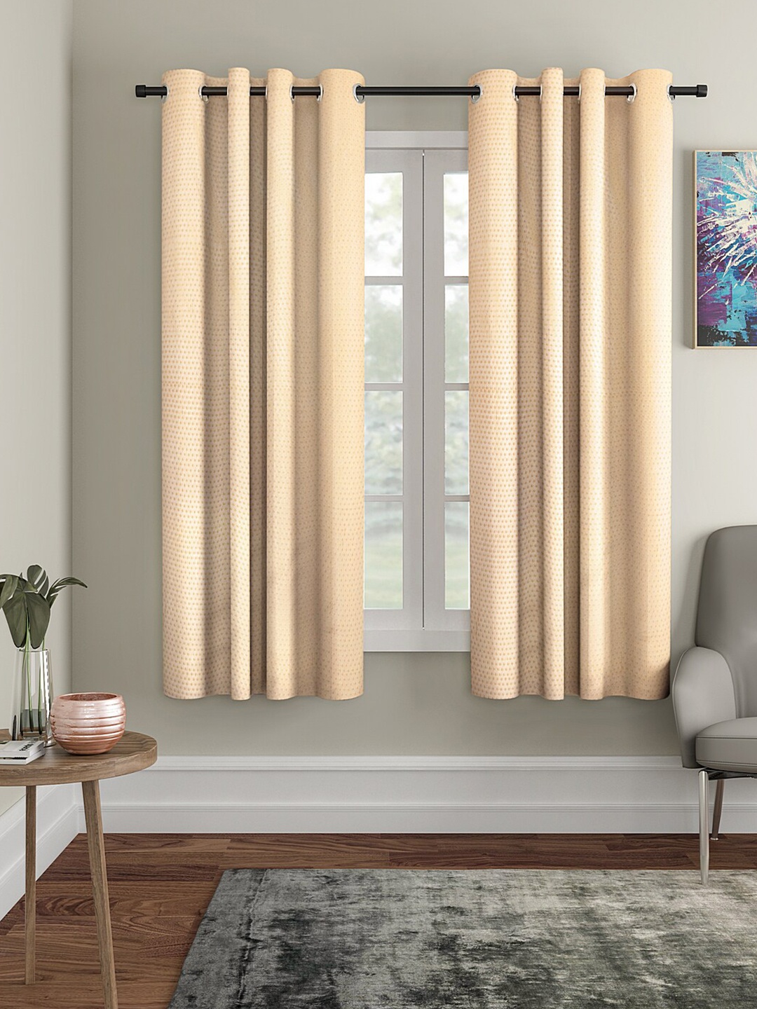 

Aura Cream Coloured 2 Pieces Regular Window Curtain