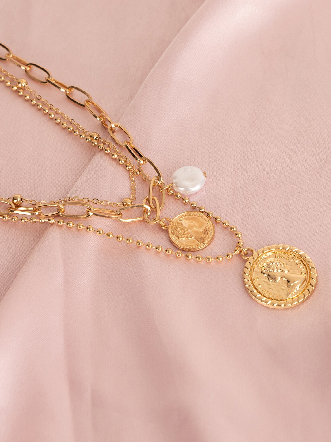 

Kazo Gold-Plated Stone Studded Layered Chain Necklace