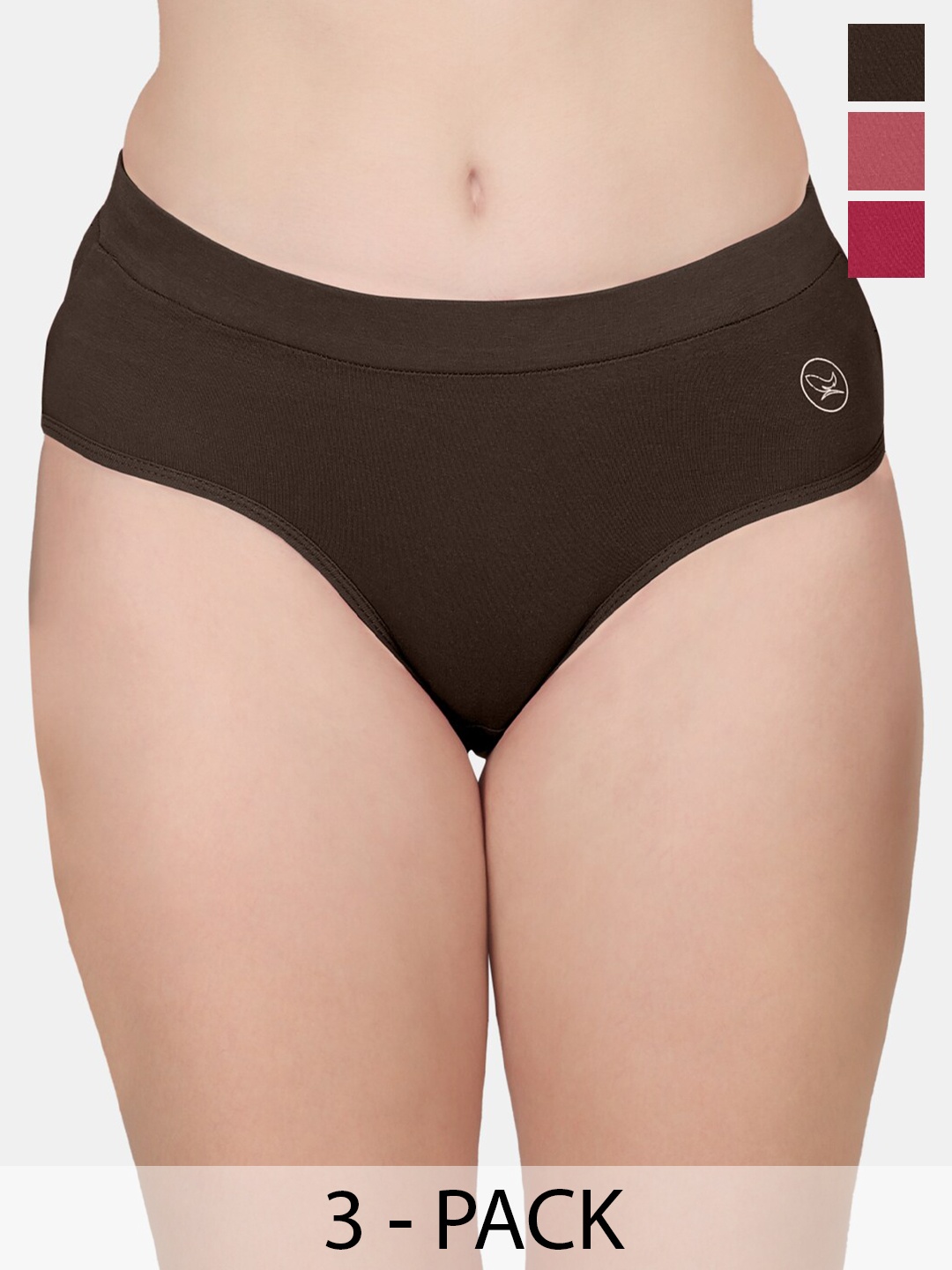 

POOJA RAGENEE Pack of 3 Mid-Rise Anti-Odour Hipster Briefs, Pink