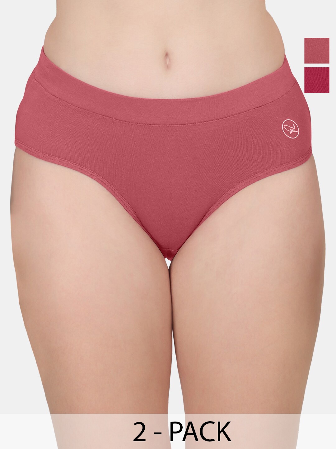 POOJA RAGENEE Pack of 2 Mid-Rise Anti-Odour Hipster Briefs, Pink