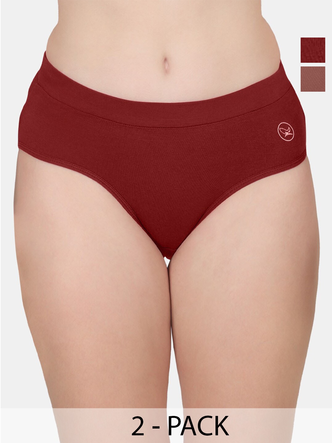 

POOJA RAGENEE Pack of 2 Mid-Rise Anti-Odour Hipster Briefs, Rust